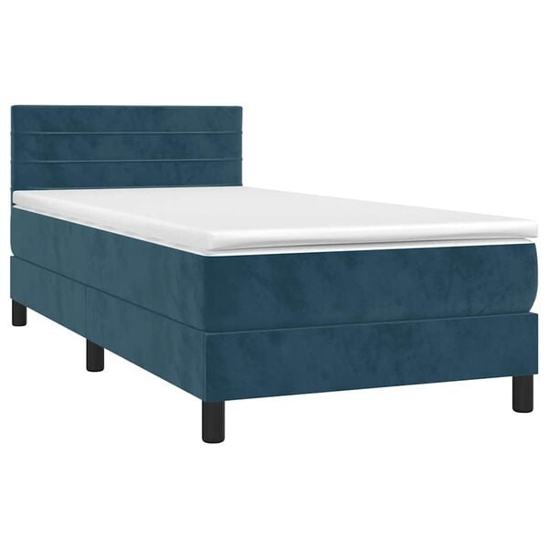 vidaXL Boxspringbett mit Matratze Dunkelblau 100x200 cm Samt