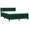 vidaXL Boxspringbett mit Matratze & LED Dunkelgr&uuml;n 160x220 cm Samt