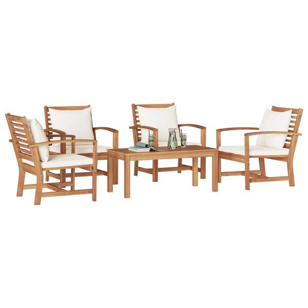 vidaXL Gartensofa-set 5 pcs Natur Massivholz Teak