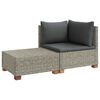 vidaXL 2 Stk. Rattan-Lounge-Set mit Kissen GENDT Naturrattan Kubu Grau