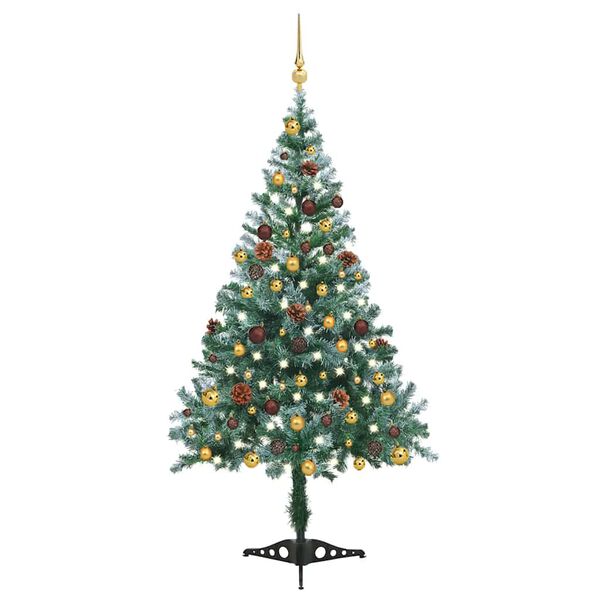 vidaXL K&uuml;nstlicher Weihnachtsbaum mit Beleuchtung Kugeln Zapfen 150 cm