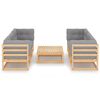 vidaXL 7-tlg. Garten-Lounge-Set mit Kissen Kiefer Massivholz