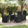 vidaXL Garten Essgruppe mit Kissen 5 pcs Schwarz Poly-Rattan