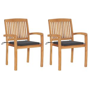 vidaXL Gartenst&uuml;hle 2 Stk. mit Anthrazit Kissen Massivholz Teak