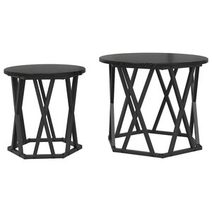 vidaXL Beistelltisch 2 pcs Schwarz Eichen-Optik
