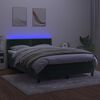 vidaXL Boxspringbett mit Matratze & LED Dunkelgr&uuml;n 140x190 cm Samt