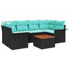 vidaXL Gartensofa-set 7 pcs Schwarz und T&uuml;rkis Poly-Rattan