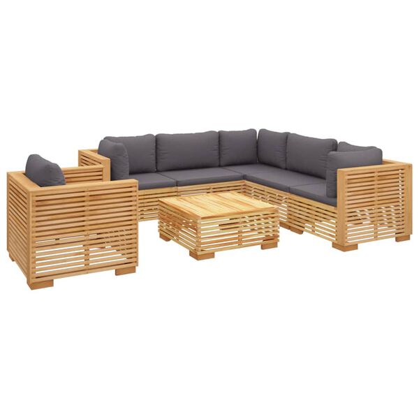 vidaXL 7-tlg. Garten-Lounge-Set mit Kissen Massivholz Teak