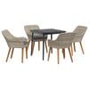 vidaXL Garten Essgruppe mit Kissen 5 pcs Hellgrau Poly-Rattan