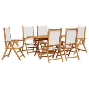 vidaXL Garten Essgruppe 7 pcs Cremeweiß Akazie Massivholz