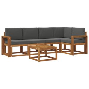 vidaXL Outdoor-Sofagarnitur mit Kissen 6 pcs Natur und Anthrazit