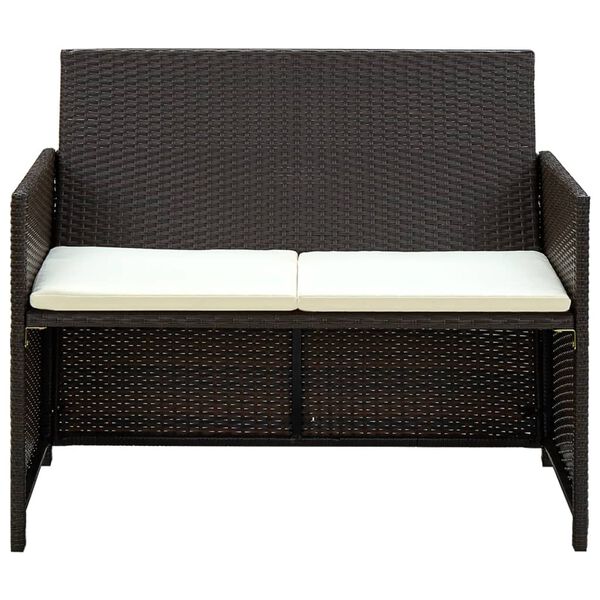 vidaXL 4-tlg. Garten-Lounge-Set mit Auflagen Poly Rattan Braun