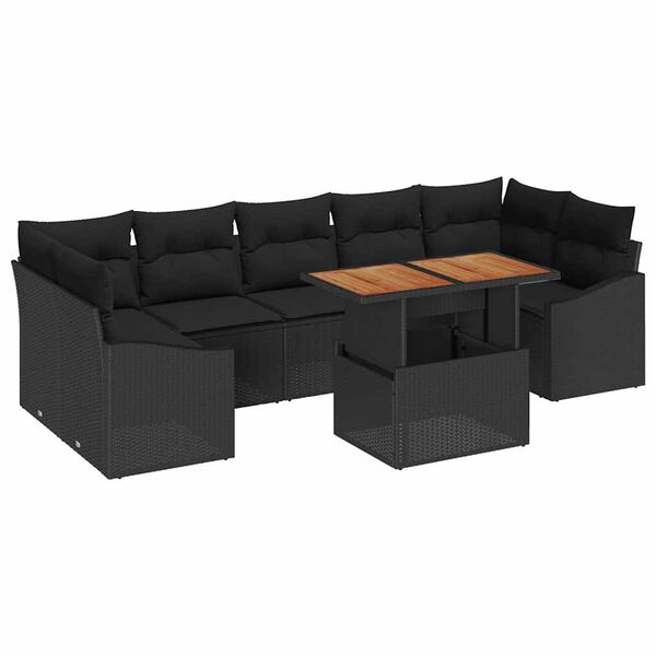 vidaXL Garten Essgruppe mit Kissen mit Kissen 8 pcs Schwarz und Braun