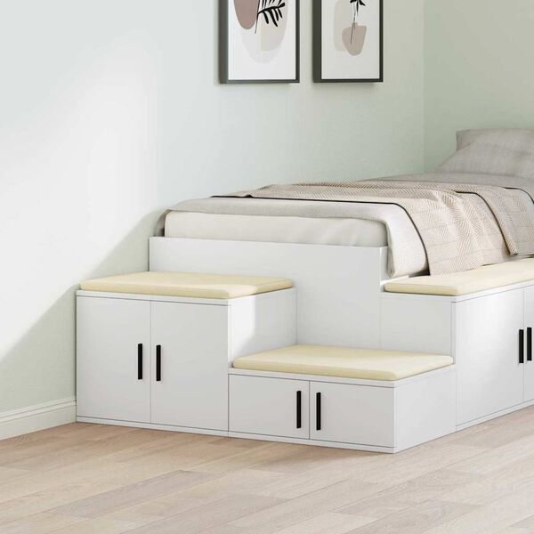 vidaXL Aufbewahrungsschrank 2 pcs Wei&szlig; 118 x 41 x 40 cm Holzwerkstoff