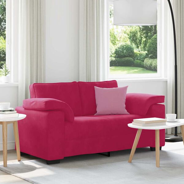 vidaXL Zweisitzer-Sofa Weinrot 160x77x82 cm Samt