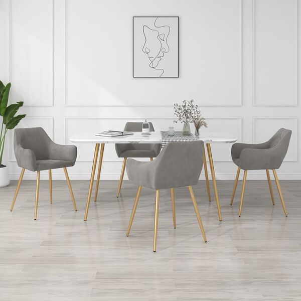 vidaXL Esszimmerst&uuml;hle 4 Stk. Hellgrau Samt