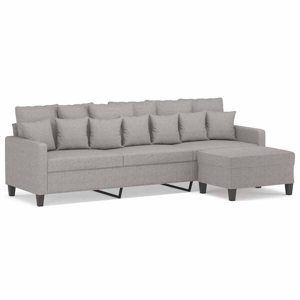 vidaXL 3-Sitzer-Sofa mit Hocker Hellgrau 210 cm Stoff