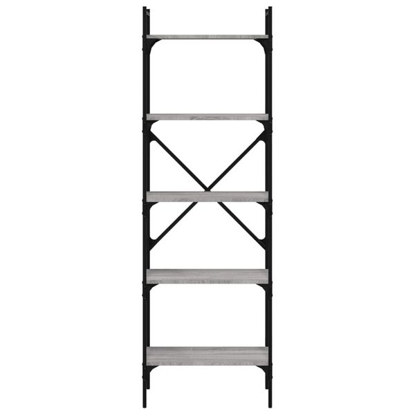 vidaXL B&uuml;cherregal 5 F&auml;cher Grau Sonoma 56x31,5x174 cm Holzwerkstoff