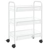 vidaXL K&uuml;chenwagen 3 Etagen Wei&szlig; 46x26x64 cm Eisen