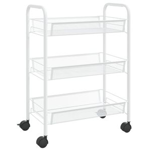 vidaXL K&uuml;chenwagen 3 Etagen Wei&szlig; 46x26x64 cm Eisen