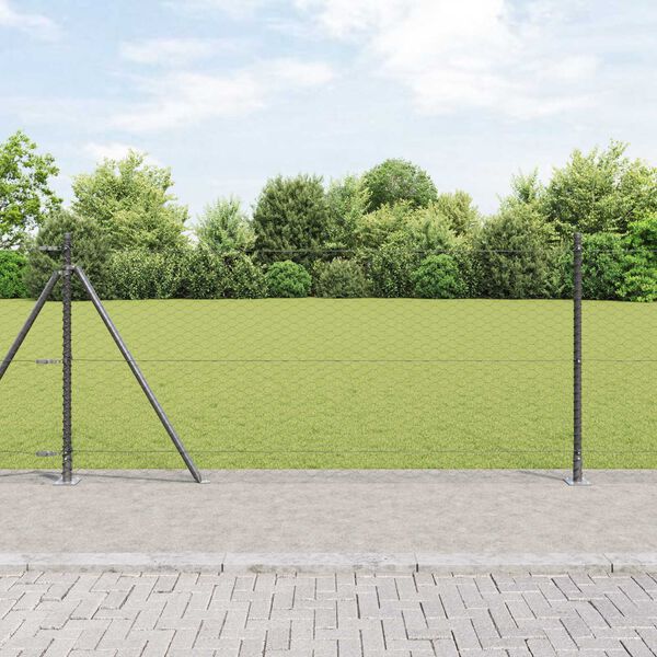 vidaXL Zaunpfosten Grau 50 x 0,8 m (36 mm Maschen) Stahl und PVC