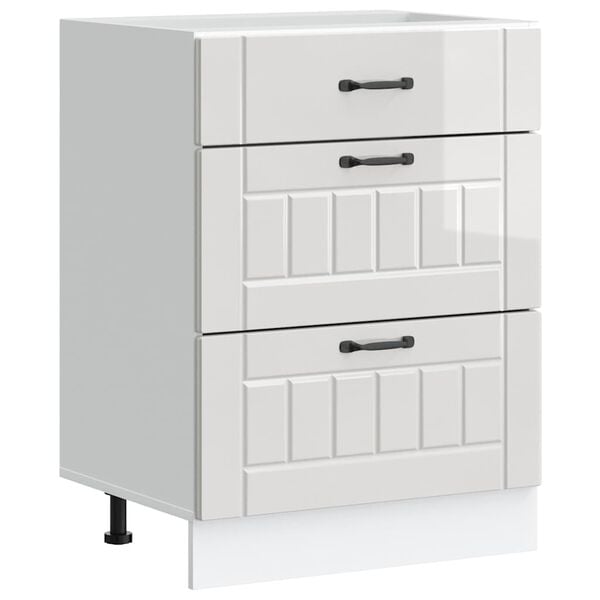 vidaXL K&uuml;chenunterschrank &bdquo;Lucca&ldquo; Hochglanz-Wei&szlig; Holzwerkstoff