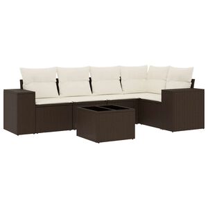 vidaXL 6-tlg. Garten-Sofagarnitur mit Kissen Braun Poly Rattan