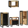 vidaXL Badezimmerm&ouml;bel-Set 4 pcs Braun und Schwarz Massivholz Mango