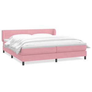 vidaXL Boxspringbett mit Matratzen Rosa 180x210 cm Samt
