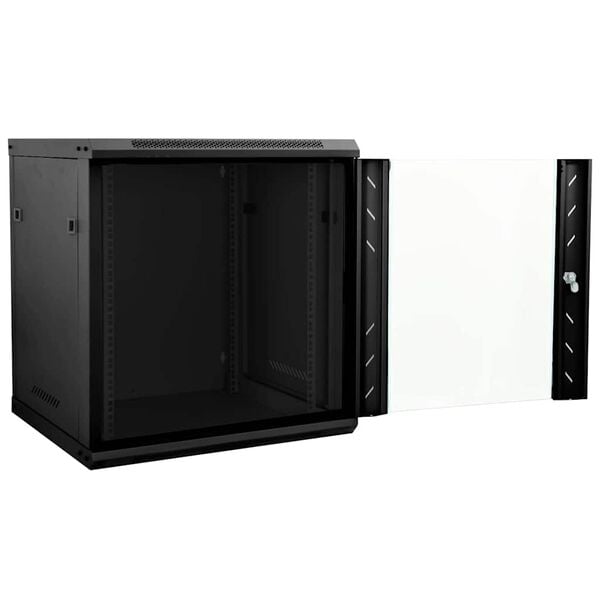 vidaXL Netzwerkschrank mit Speicher Schwarz 60 x 45 x 65 cm Stahl