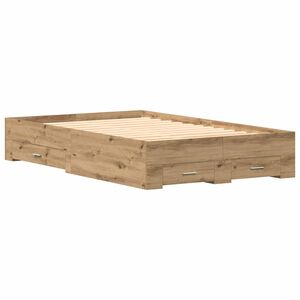 vidaXL Bettrahmen Artisan-Eiche 120 x 190 cm Holzwerkstoff