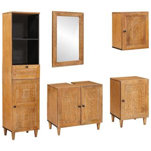 vidaXL Badezimmerm&ouml;bel-Set 5 Stk. Braun Holzwerkstoff