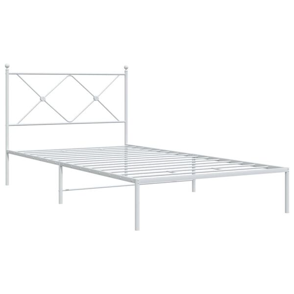 vidaXL Bettgestell mit Kopfteil Metall Weiß 107x203 cm