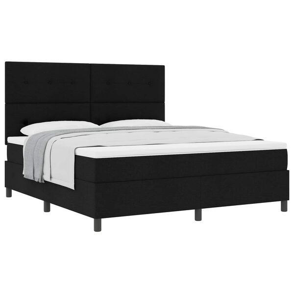 vidaXL Boxspringbett mit Matratze Schwarz 180 x 200 cm Stoff