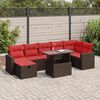 vidaXL 8-tlg. Garten-Sofagarnitur mit Kissen Braun Poly Rattan
