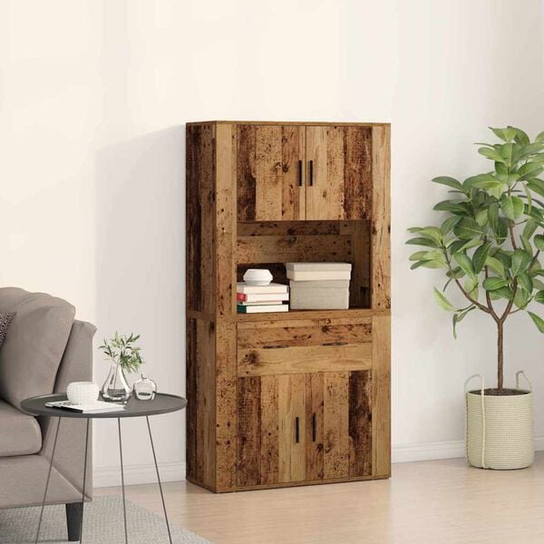 vidaXL Highboard mit Schubladen Altholz 80 x 33 x 150 cm Holzwerkstoff