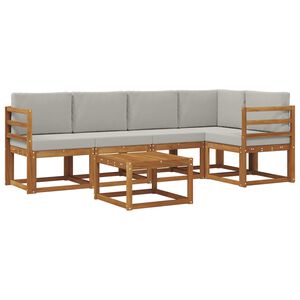 vidaXL Outdoor-Sofagarnitur mit Kissen 6 pcs Nat&uuml;rlich und Hellgrau