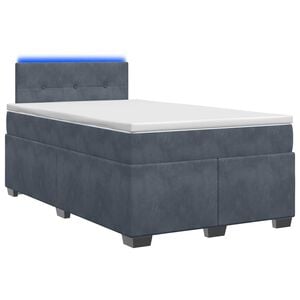 vidaXL Boxspringbett mit Matratze und LED Dunkelgrau 120 x 200 cm Samt