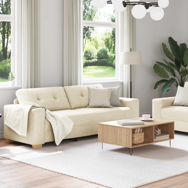 vidaXL Sofa 2 pcs Beige Leinenmischgewebe