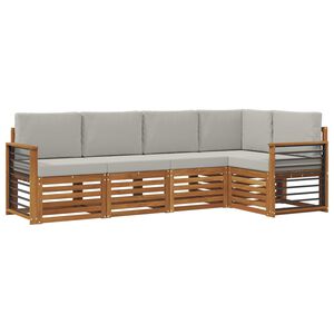 vidaXL Ecksofa Set 5 pcs Nat&uuml;rlich und Hellgrau Massivholz Akazie