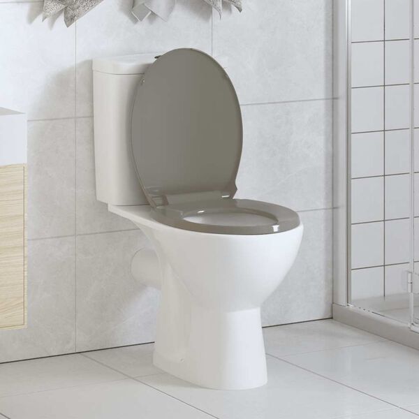 vidaXL Toilettensitz mit Absenkautomatik Grau Oval