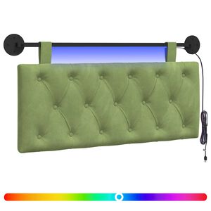 vidaXL H&auml;ngendes Kopfteil Mit LED Licht Hellgr&uuml;n Samt
