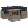 vidaXL 5-tlg. Garten-Sofagarnitur mit Kissen Grau Poly Rattan