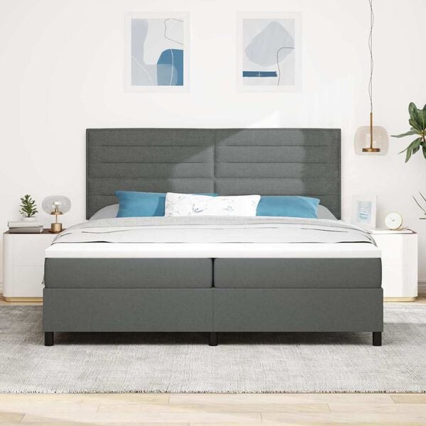 vidaXL Boxspringbett mit Matratze Dunkelgrau 200 x 200 cm Stoff