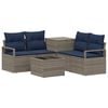 vidaXL Sofa Set 6 stk. Grau und Marineblau Polyrattan und Stahl