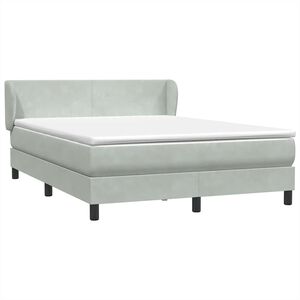 vidaXL Boxspringbett mit Matratze Hellgrau 160x220 cm Samt