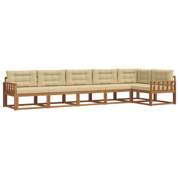 vidaXL Outdoor-Sofagarnitur mit Kissen 6 pcs Natur und Beige