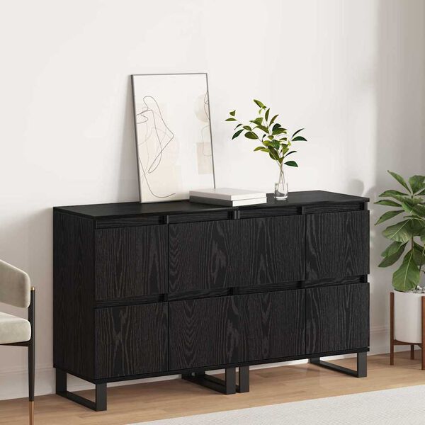 vidaXL Sideboard 2 pcs Schwarz Eichen-Optik 60 x 35 x 70 cm