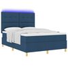 vidaXL LED Boxspringbett mit Matratze Blau 140 x 190 cm Stoff