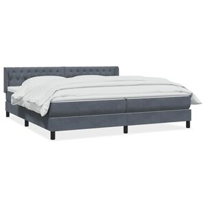 vidaXL Boxspringbett mit Matratze Dunkelgrau 180x220 cm Samt